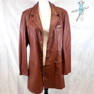 Steve Madden faux leather boyfriend blazer in cognac size XL EUC